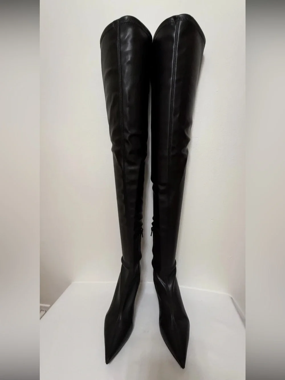 41 US9.5 Bianca Di 🇮🇹Italy Thigh High Boots As Leather 28”Shaft Heel Pointed Toe